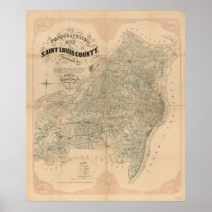Poster Carte ancienne du comté de Saint-Louis