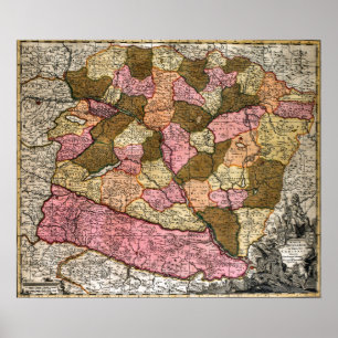 Poster Carte antique de la Hongrie