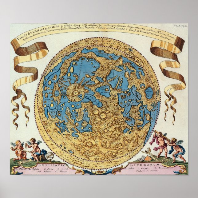 Poster Carte Antique De La Lune (Devant)