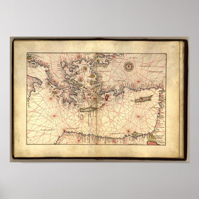 Poster Carte antique de la mer Méditerranée orientale (Devant)