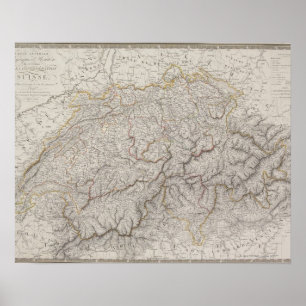 Poster Carte antique de la Suisse