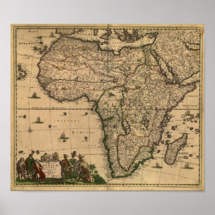 Poster Carte antique de l'Afrique 1680 par Frederick De W