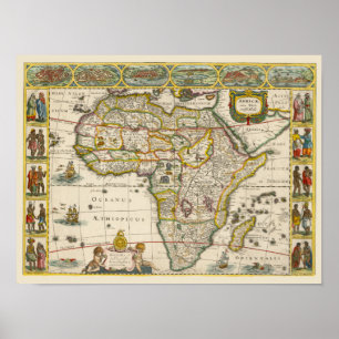 Poster Carte antique de l'Afrique par Hondius et Jansson