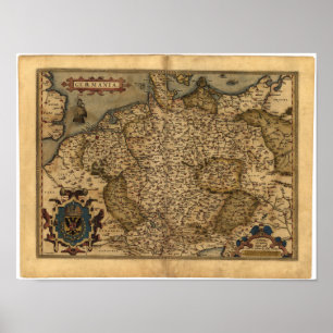 Poster Carte antique de l'Allemagne Ortelius Atlas