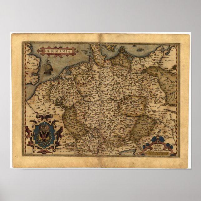 Poster Carte antique de l'Allemagne Ortelius Atlas (Devant)