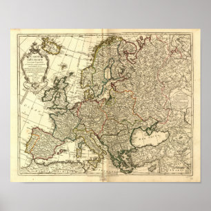 Poster Carte antique de l'Europe 1769