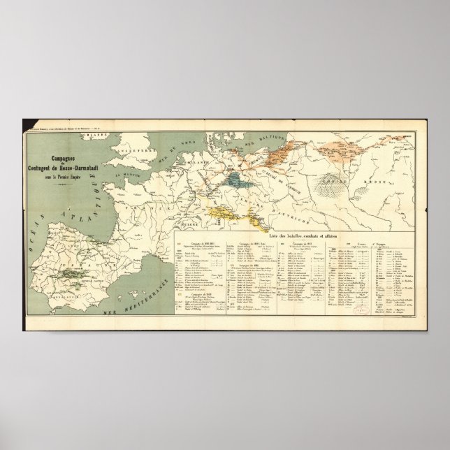 Poster Carte antique de l'Europe, Empire Napoléon (Devant)