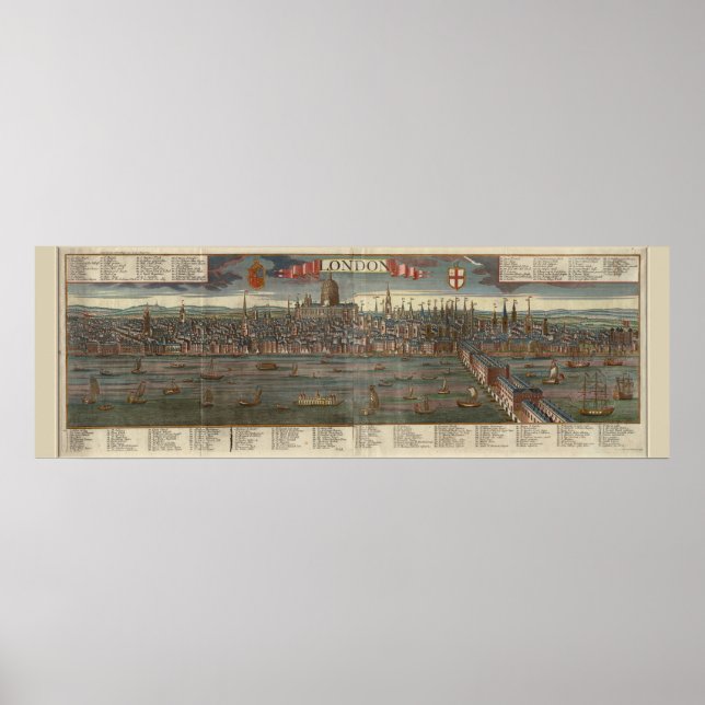 Poster Carte antique de Londres Imprimer (Devant)