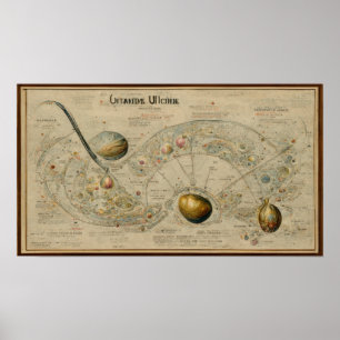 Poster Carte antique de l'uranus