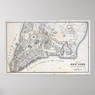 Poster Carte antique de New York