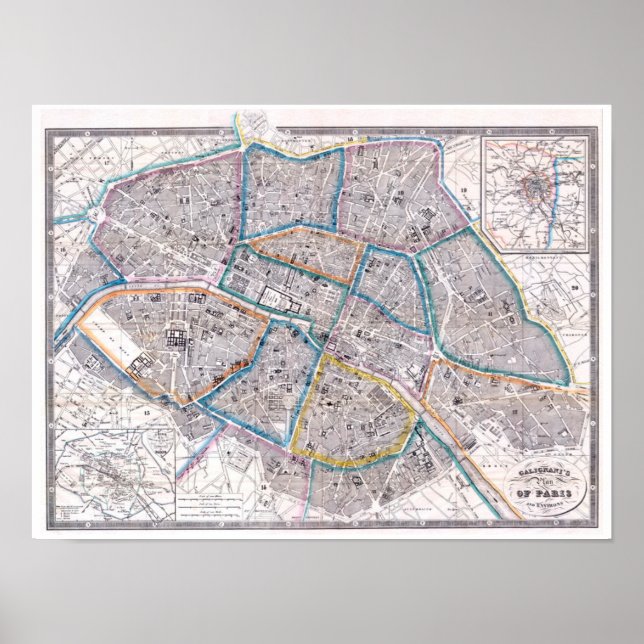 Poster Carte antique de Paris (Devant)
