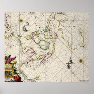 Poster Carte antique des Indes est