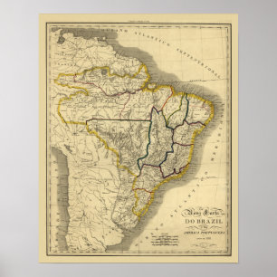 Poster Carte antique du Brésil en 1821