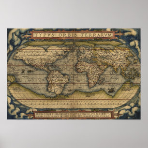 Poster Carte antique du monde