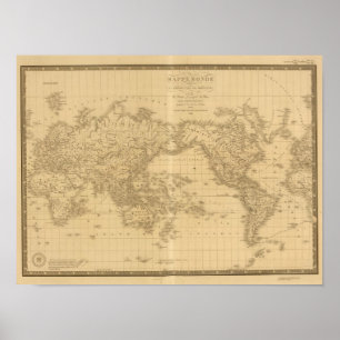 Poster Carte antique du monde