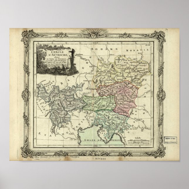 Poster Carte antique du Saint Empire Romain, Autriche 179 (Devant)
