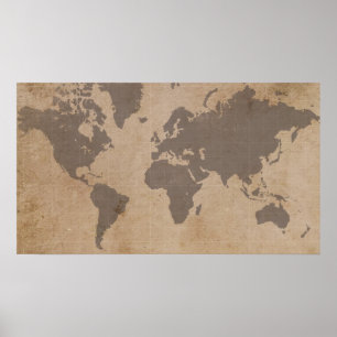 Poster Carte Antiqued du monde