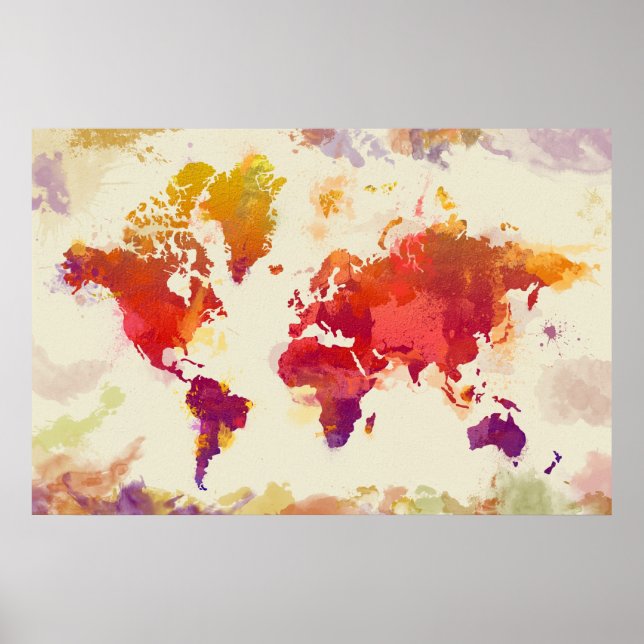 Poster Carte aquarelle (Devant)