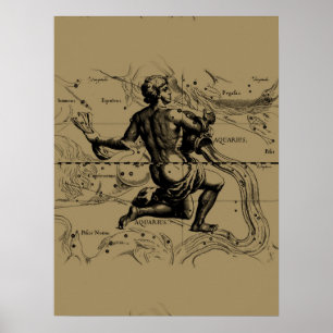 Poster Carte Aquarius Constellation par Hevelius