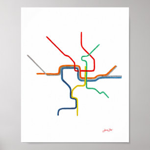 Poster Carte artistique du métro de Washington DC