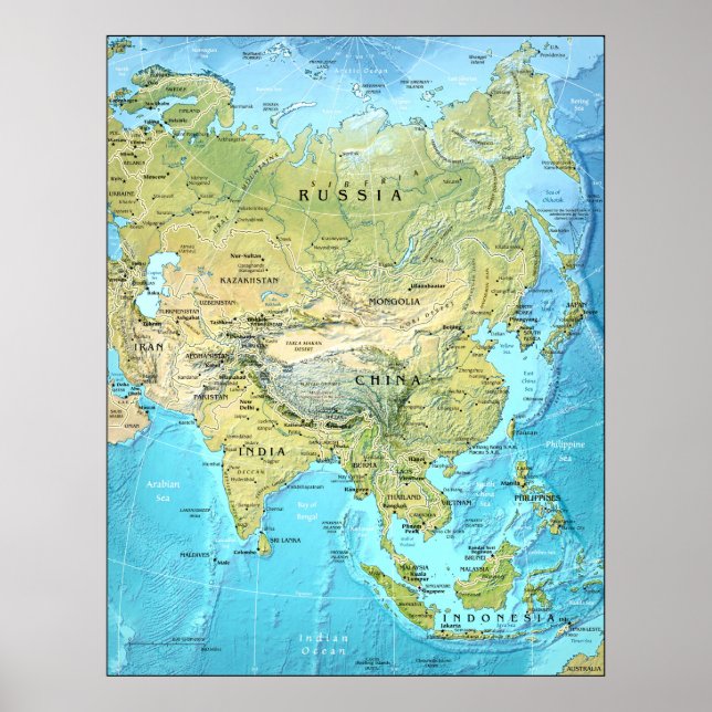 Poster carte Asie (Devant)