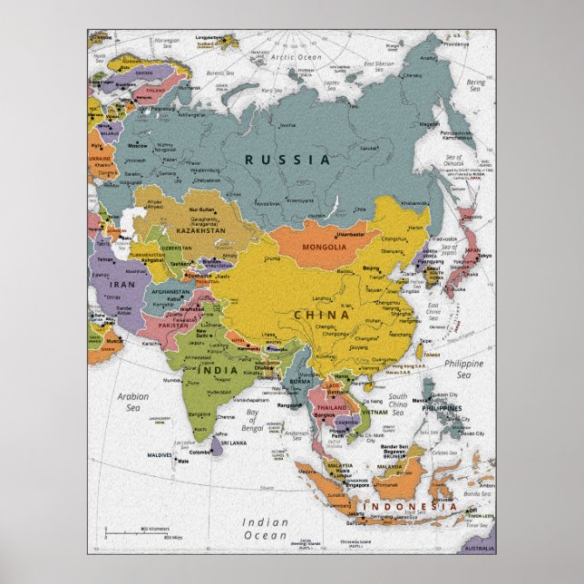 Poster carte Asie (Devant)