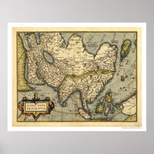 Poster Carte Asie Par Ortelius 1570