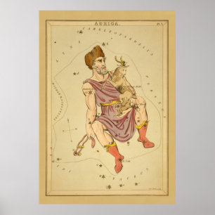 Poster Carte astronomique Vintage Auriga Charioteer