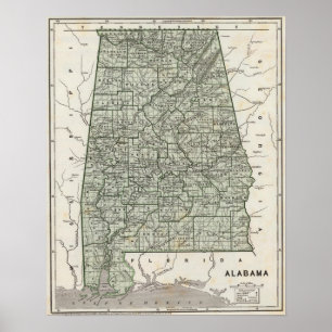 Poster Carte Atlas Alabama