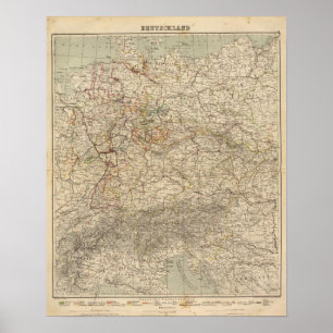Poster Carte Atlas Allemagne