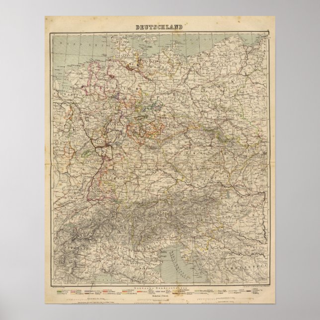 Poster Carte Atlas Allemagne (Devant)