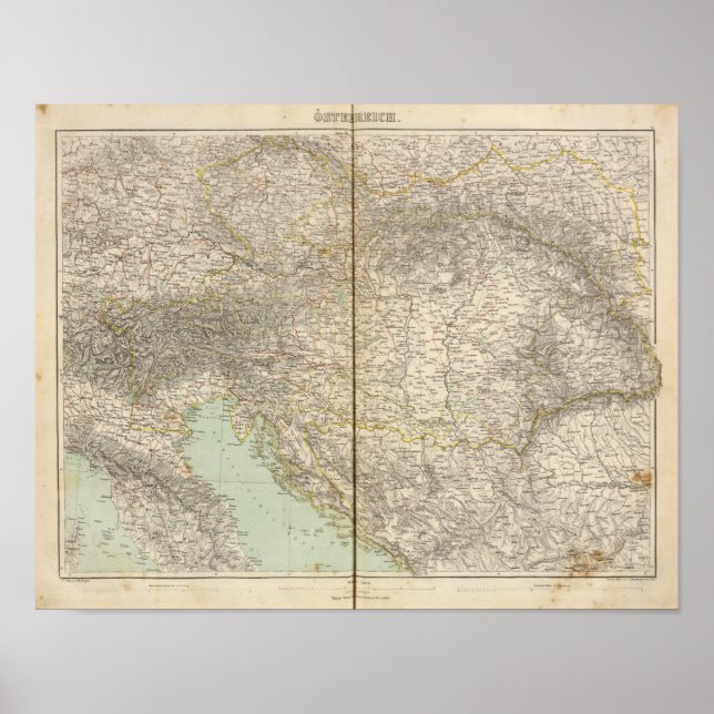 Poster Carte Atlas Autriche (Devant)