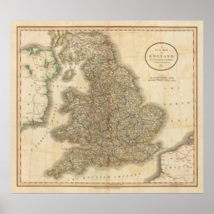 Poster Carte Atlas d'Angleterre 2