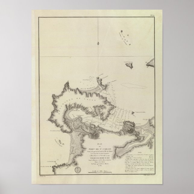 Poster Carte Atlas du Chili (Devant)