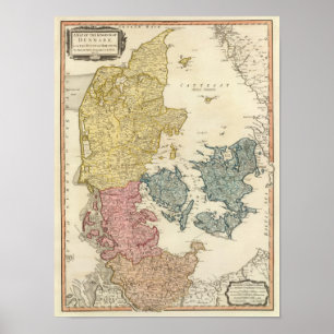 Poster Carte Atlas du Danemark