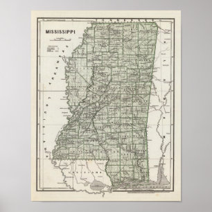 Poster Carte Atlas du Mississippi
