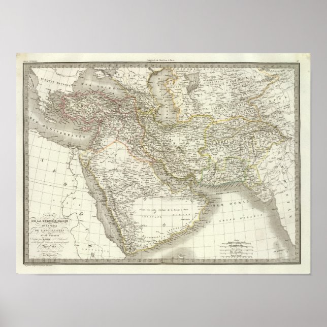 Poster Carte Atlas du Moyen-Orient 2 (Devant)