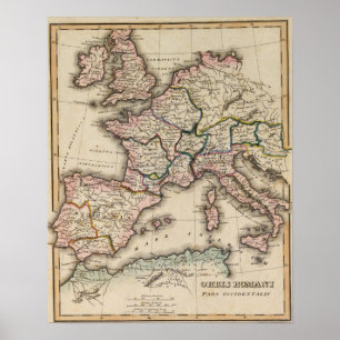 Poster Carte Atlas Europe