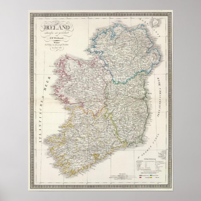 Poster Carte Atlas irlandais (Devant)
