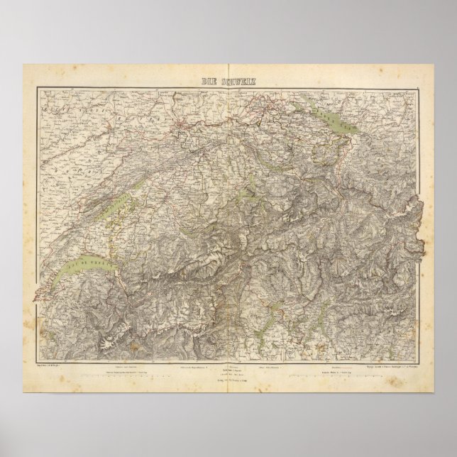 Poster Carte Atlas Suisse (Devant)