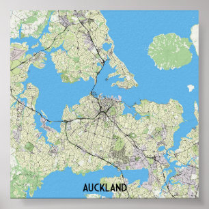 Poster Carte Auckland, Nouvelle-Zélande