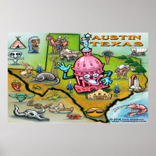 Poster Carte Austin TEXAS