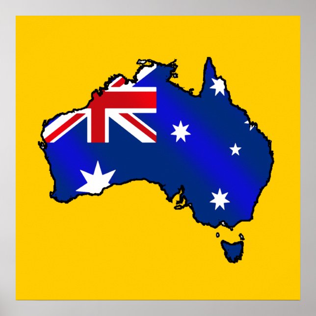 Poster Carte australienne Drapeaux australiens (Devant)