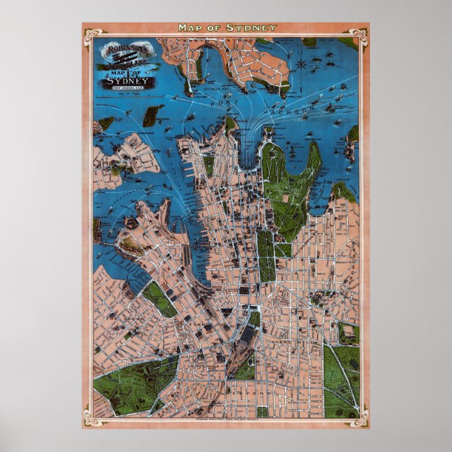 POSTER CARTE AVION DE SYDNEY AUSTRALIA 1922 (Devant)