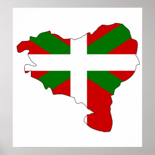 Poster Carte Basque de drapeau normale