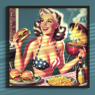 Poster Carte BBQ américaine