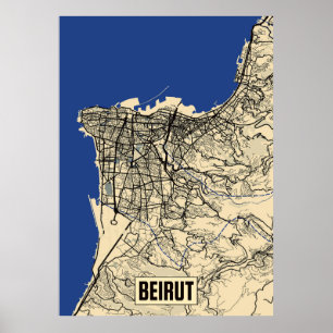 Poster Carte Beyrouth