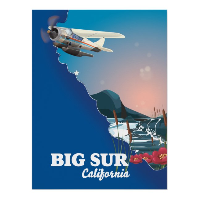 Poster Carte Big Sur California (Devant)