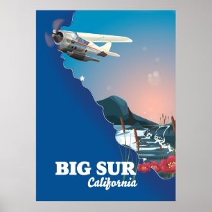 Poster Carte Big Sur California
