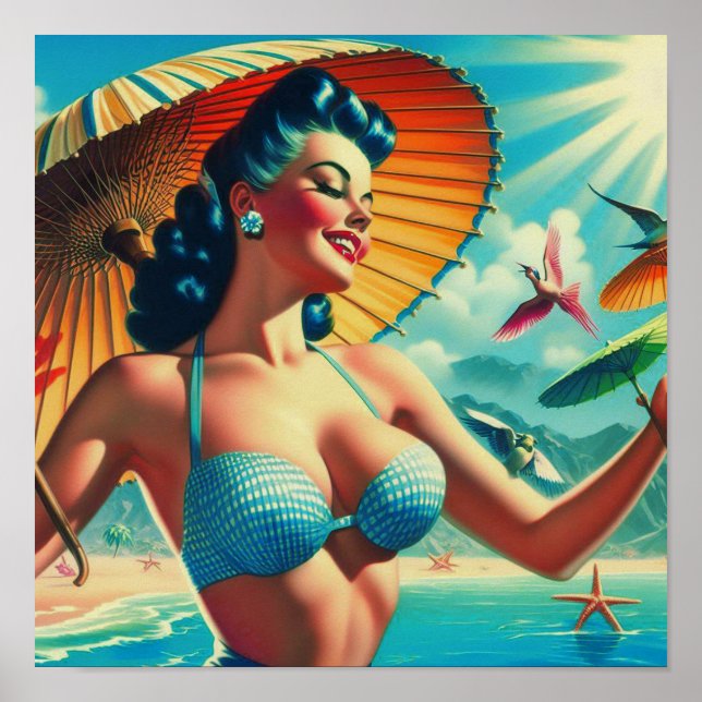 Poster Carte Bikini vintage (Devant)